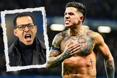 Liam Rosenior and Enzo Fernandez celebrate Chelsea's win over West Ham