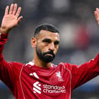 Mohamed Salah of Liverpool reacts after the 2025/26 Champions League clash with Eintracht Frankfurt