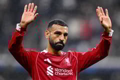 Mohamed Salah of Liverpool reacts after the 2025/26 Champions League clash with Eintracht Frankfurt