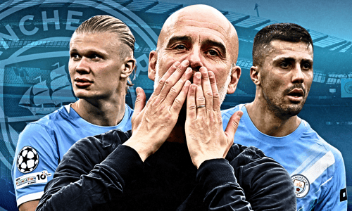 Erling Haaland, Pep Guardiola, Rodri, Man City