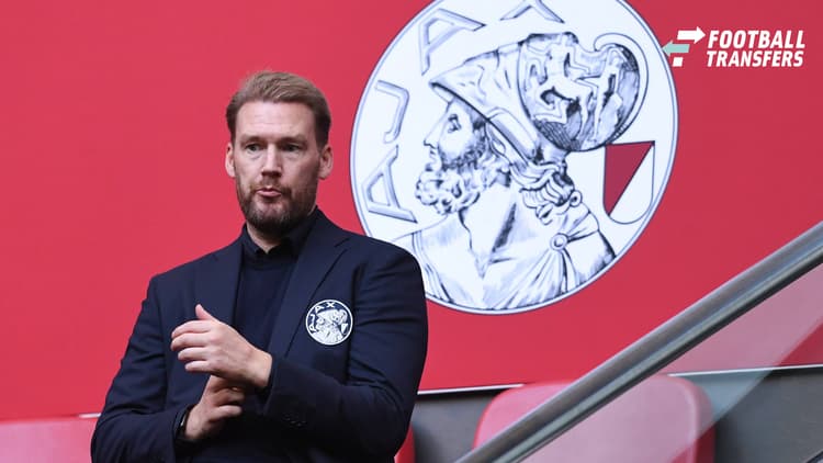 Marijn Beuker op de tribunes van de Johan Cruijff ArenA. Hij kan de stap naar RSC Anderlecht maken.
