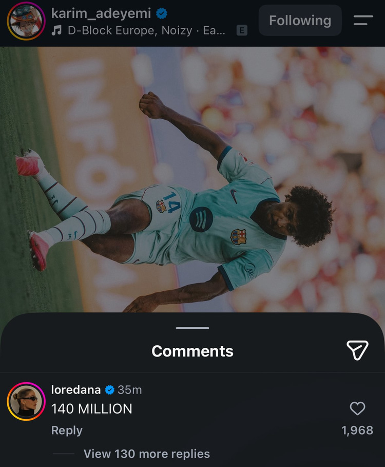 Loredana's jibe at Yan Diomande