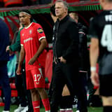ENSCHEDE FC Twente coach John van den Brom with FC Twente forward Filip Thorvaldsen during the UEFA Conference League match between FC Twente and FC Thun at Grolsch Veste on October 15, 2026, in Enschede, the Netherlands PETER LOUS EYE4IMAGES DeFodi...