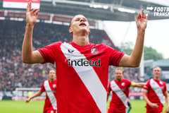 2026-08-30 FC Utrecht v PSV Eindhoven - Dutch Vrienden Loterij Eredivisie UTRECHT, NETHERLANDS - AUGUST 30: Artem Stepanov of FC Utrecht celebrates after scoring his teams first goal during a Dutch Vrienden Loterij Eredivisie at Stadion Galgenwaard ...