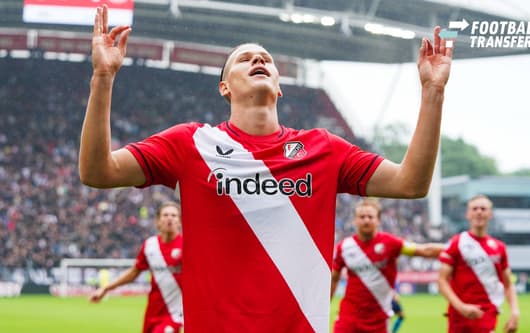 2026-08-30 FC Utrecht v PSV Eindhoven - Dutch Vrienden Loterij Eredivisie UTRECHT, NETHERLANDS - AUGUST 30: Artem Stepanov of FC Utrecht celebrates after scoring his teams first goal during a Dutch Vrienden Loterij Eredivisie at Stadion Galgenwaard ...