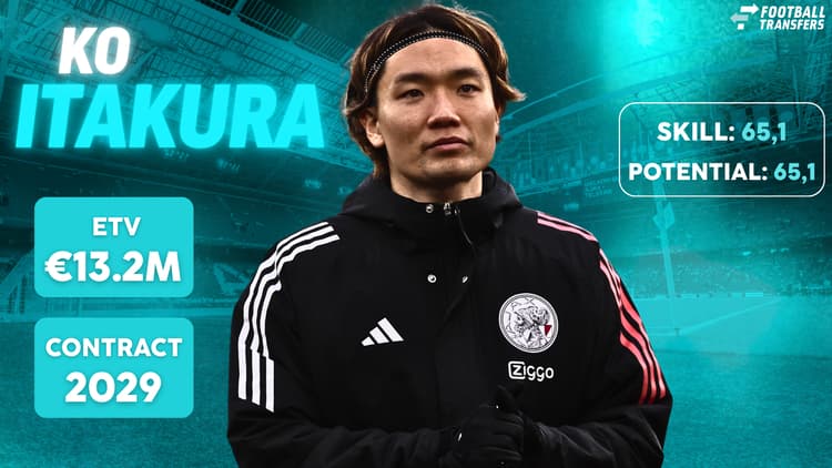 Ko Itakura vertegenwoordigt een ETV van 13,2 miljoen euro en is daarmee 2,7 miljoen euro meer waarde dan de door Ajax betaalde transfersom.