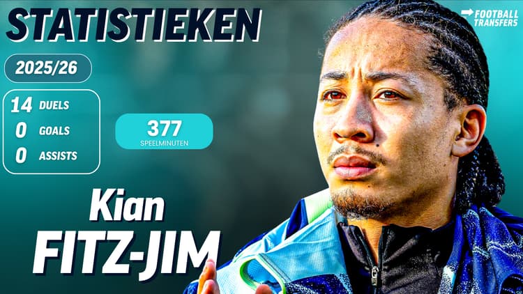 Kian Fitz-Jim speelde maar 377 minuten dit seizoen.