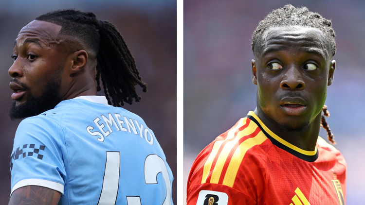 Antoine Semenyo (left) and Jeremy Doku (right)