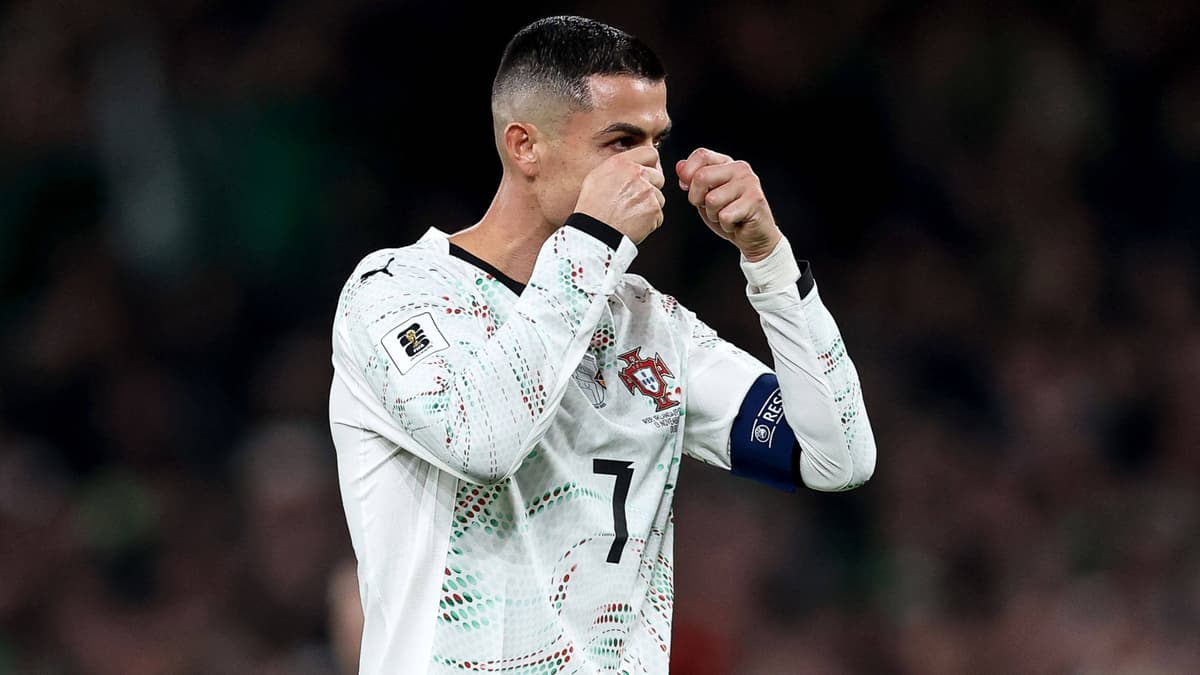 Cristiano Ronaldo reacts after being sent off against Ireland in a World Cup qualifier, 2025