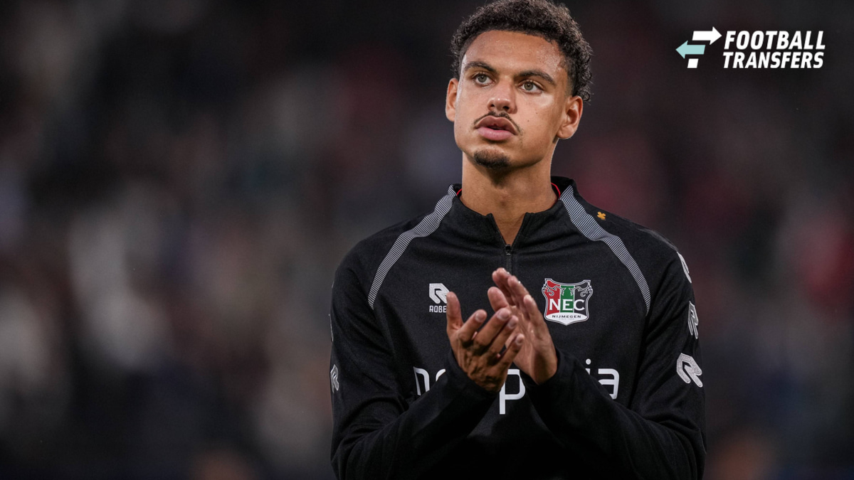 NIJMEGEN , 19-08-2026 , Stadium De Goffert , season 2026 2027 , UEFA Champions League play-offs 1st leg football , match between NEC Nijmegen and Bodo Glimt , picture shows NEC Nijmegen player Deveron Fonville NEC - Bodo Glimt  x205858288x Copyright: