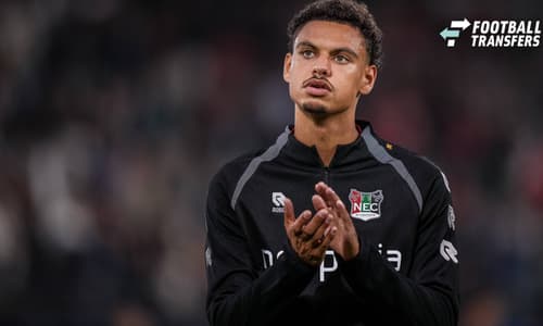NIJMEGEN , 19-08-2026 , Stadium De Goffert , season 2026 2027 , UEFA Champions League play-offs 1st leg football , match between NEC Nijmegen and Bodo Glimt , picture shows NEC Nijmegen player Deveron Fonville NEC - Bodo Glimt  x205858288x Copyright: