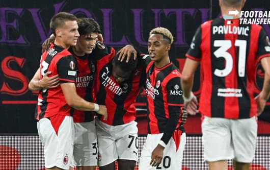 IPA89725288 - Alphadjo Cisse (A.C. Milan) celebrates after scoring his second goal during Matchday 2 of the UEFA Europa League between RB Salzburg and A.C. Milan on October 15, 2026, at Stadion Salzburg in Salzburg, Austria.  Copyright: xVincenzoxOr...