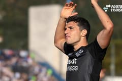 Como 1907 v Sassuolo - Serie A - Season 2026-2027 Como, Italy, 24th October 2026. Anastasios Douvikas of Como 1907 celebrates after scoring to give the side a 1-0 lead during the Como 1907 vs Sassuolo Serie A match at Stadio Giuseppe Sinigaglia, Com...