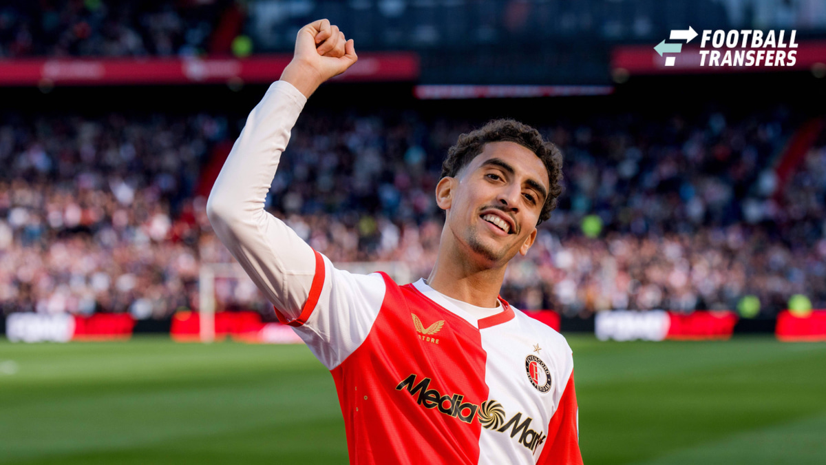 ROTTERDAM, 25-04-2026, Stadium de Kuip ,season 2025 2026 , Dutch Eredivisie football . Match between Feyenoord - FC Groningen , Feyenoord player Oussama Targhalline Feyenoord - Groningen  x203286964x Copyright: