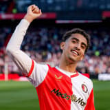ROTTERDAM, 25-04-2026, Stadium de Kuip ,season 2025 2026 , Dutch Eredivisie football . Match between Feyenoord - FC Groningen , Feyenoord player Oussama Targhalline Feyenoord - Groningen  x203286964x Copyright: