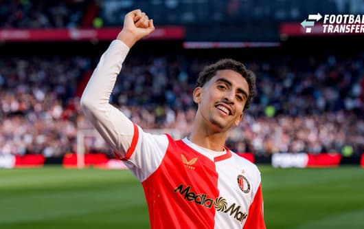 ROTTERDAM, 25-04-2026, Stadium de Kuip ,season 2025 2026 , Dutch Eredivisie football . Match between Feyenoord - FC Groningen , Feyenoord player Oussama Targhalline Feyenoord - Groningen  x203286964x Copyright: