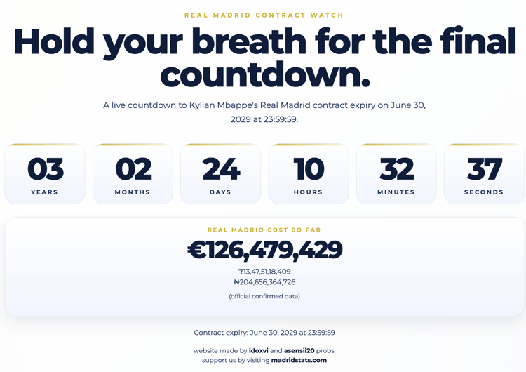 Mbappe 2029 countdown clock