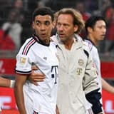Bayern Munich's Jamal Musiala collapsed against RB Leipzig