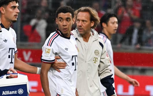 Bayern Munich's Jamal Musiala collapsed against RB Leipzig