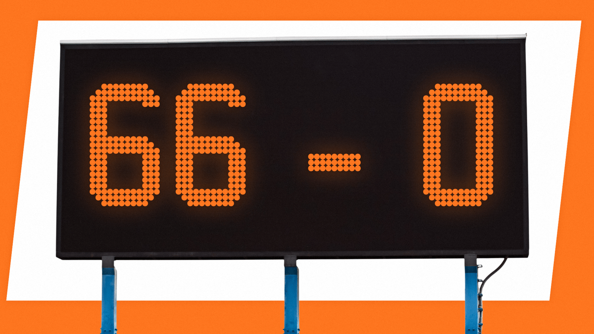 66-0, scoreline