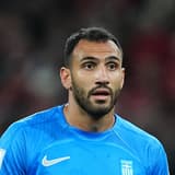 October 12 2025: Vangelis Pavlidis of Greece looks on during a World Cup Qualification game, Denmark v Greece, at Parken, Copenhagen, Denmark. Kim Price CSM Copenhagen Denmark - ZUMAc04_ 20251012_zma_c04_554 Copyright: xUlrikxPedersenx