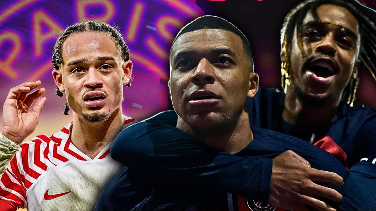 Xavi Simons, Kylian Mbappe, Bradley Barcola, PSG