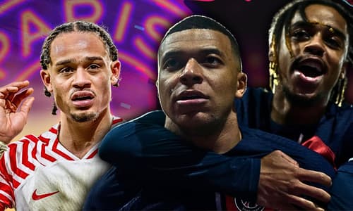 Xavi Simons, Kylian Mbappe, Bradley Barcola, PSG