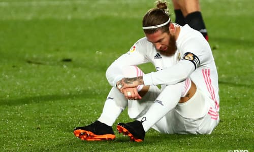 Real Madrid captain Sergio Ramos playing for Real Madrid in La Liga during season 2020/21