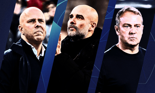 Arne Slot Pep Guardiola Hansi Flick Champions League
