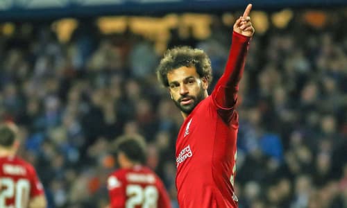 Mo Salah after his hat-trick against Rangers.
