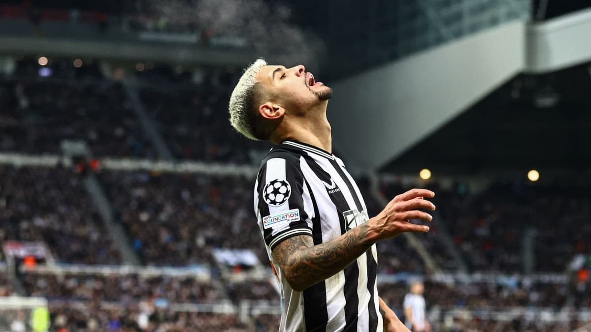 Bruno Guimaraes reacts as Newcastle lose to Milan in the Champions League
