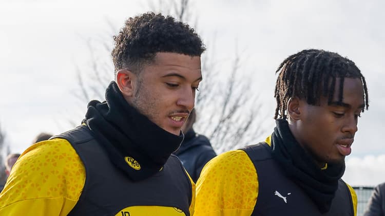 Jamie Gittens (right), with Jadon Sancho (left)