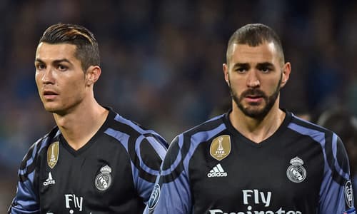 Cristiano Ronaldo and Karim Benzema in action for Real Madrid.