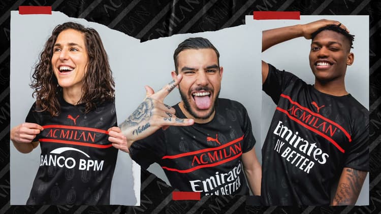 Theo Hernandez (middle) in AC Milan's third kit for 2021-22 season