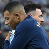 Kylian Mbappe and Lionel Messi during the World Cup final.