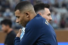 Kylian Mbappe and Lionel Messi during the World Cup final.