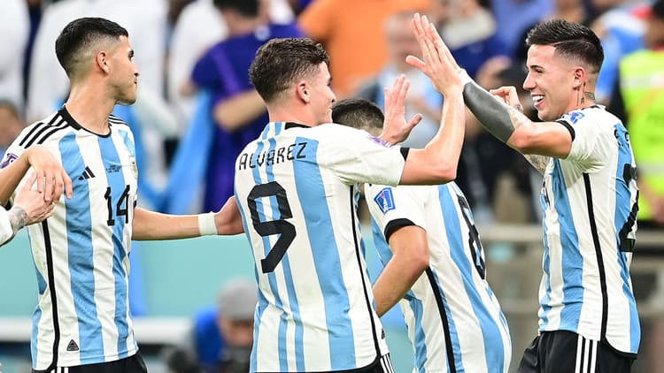Enzo Fernandez after scoring for Argentina against Mexico
