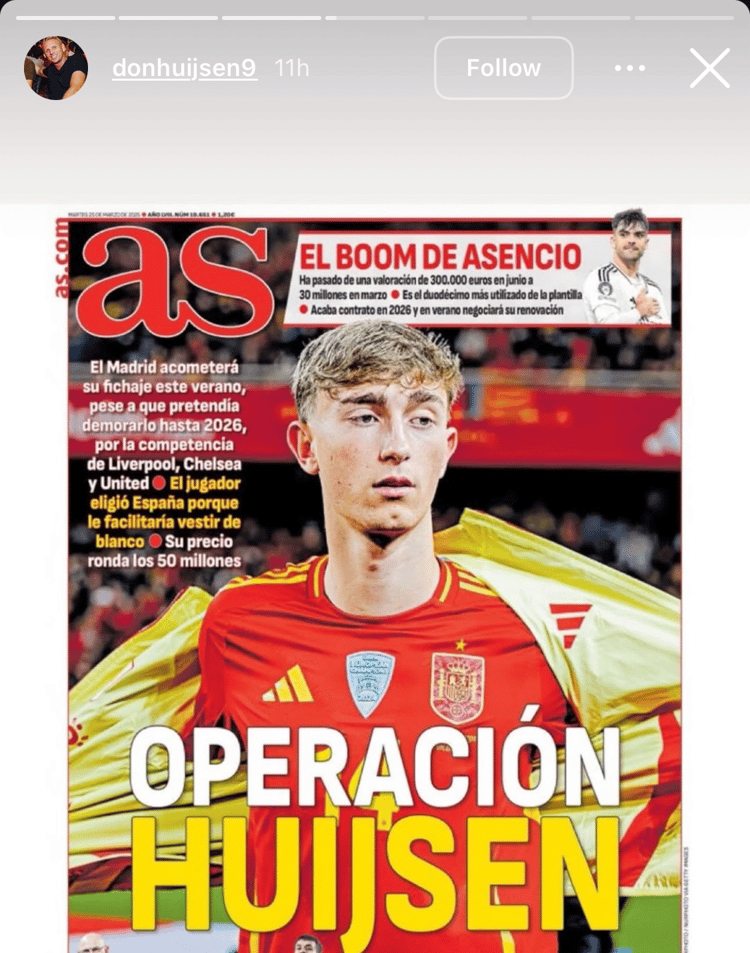 Donny Huijsen's Instagram Story