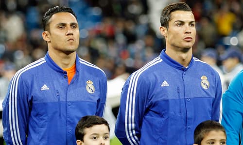 Keylor Navas and Cristiano Ronaldo at Real Madrid.