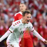 Mikel Damsgaard scores against Russia for Denmark, Euro 2020