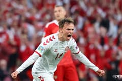 Mikel Damsgaard scores against Russia for Denmark, Euro 2020