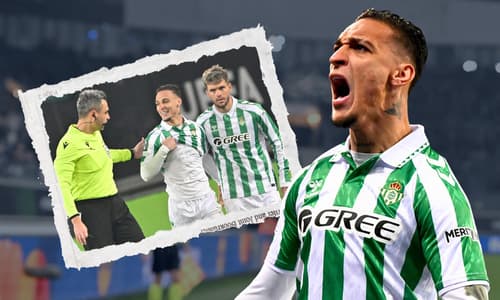 Antony celebrates scoring against Genk in the Conference League for Real Betis