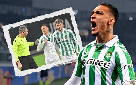 Antony celebrates scoring against Genk in the Conference League for Real Betis