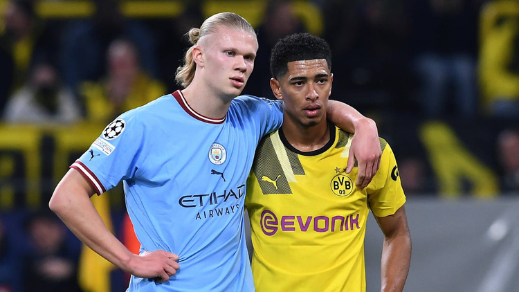 Erling Haaland with Jude Bellingham