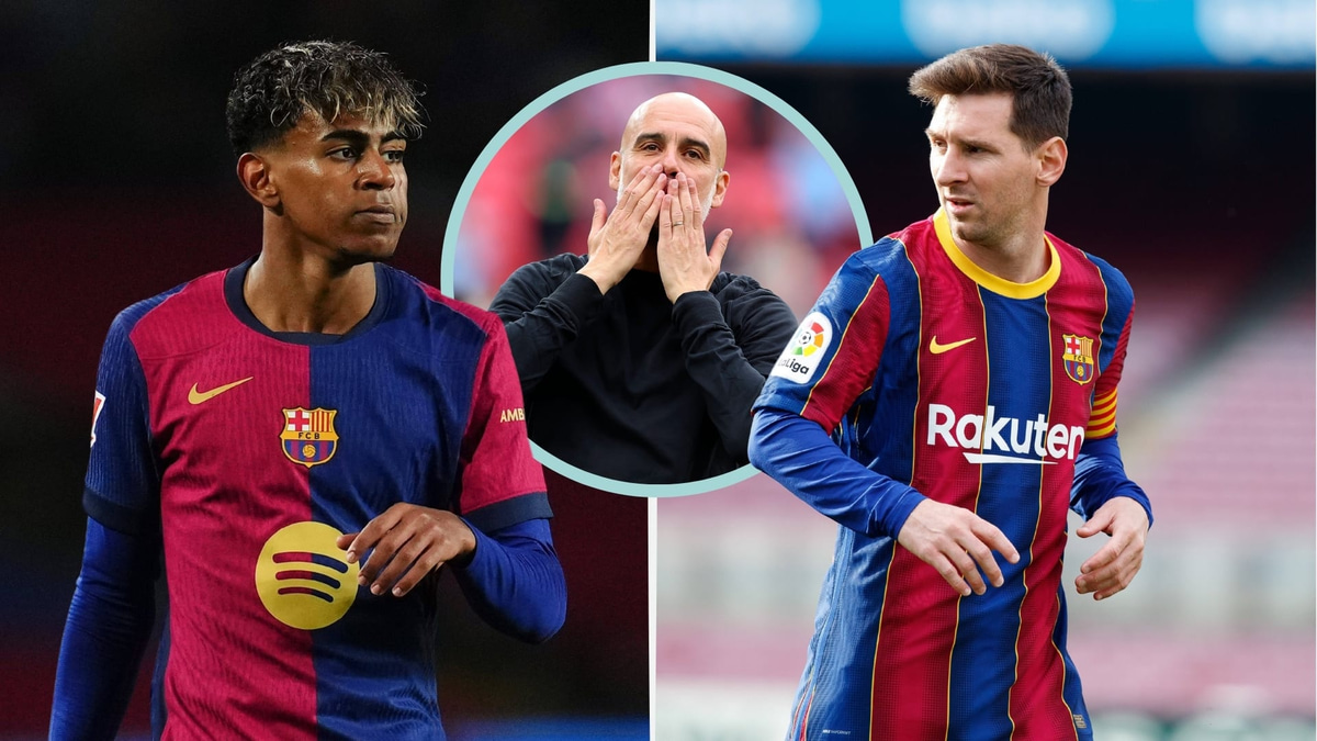 Lamine Yamal, Lionel Messi, Pep Guardiola, Barcelona