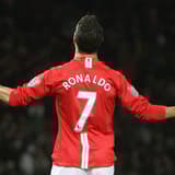 Cristiano Ronaldo in his iconic No.7 shirt for Man Utd