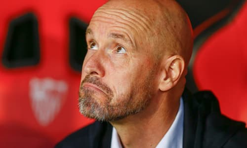 Erik ten Hag looks glum as Man Utd lose to Sevilla in the Europa League