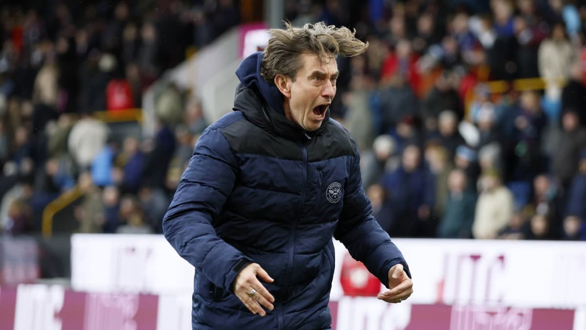 Thomas Frank attempts to get the crowd going as Brentford play Burnley in the Premier League