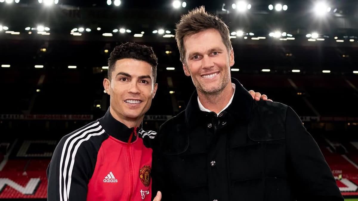Cristiano Ronaldo pictured with Tom Brady after Manchester United's 3-2 win over Tottenham.