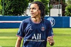Ethan Mbappe in PSG training.